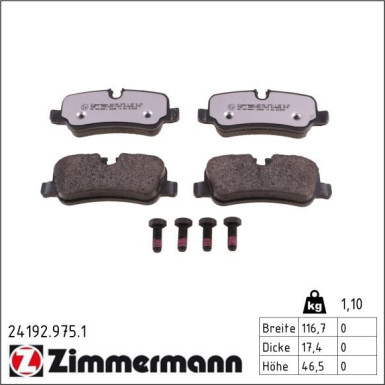 Zimmermann Bremsbelagsatz, Scheibenbremse rd:z 24192.975.1