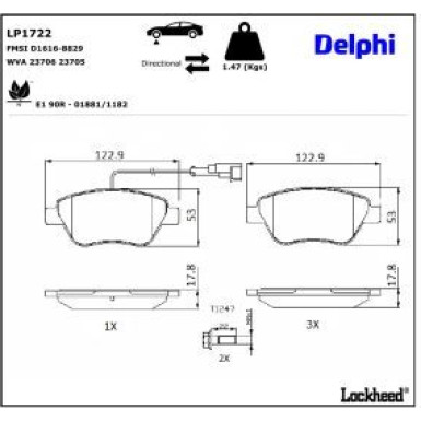Delphi Bremsbelagsatz, Scheibenbremse LP1722