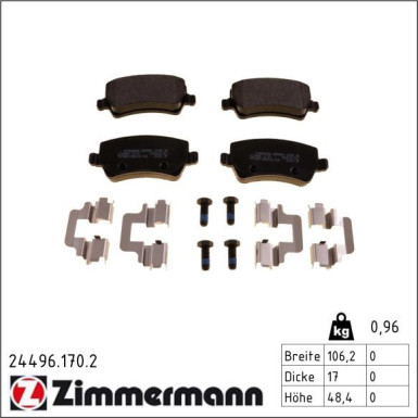 Zimmermann Bremsbelagsatz, Scheibenbremse 24496.170.2