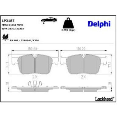 Delphi Bremsbelagsatz, Scheibenbremse LP3187