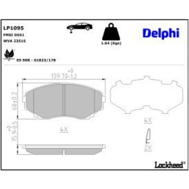 Delphi Bremsbelagsatz, Scheibenbremse LP1095