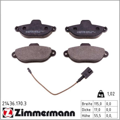 Zimmermann Bremsbelagsatz, Scheibenbremse 21436.170.3