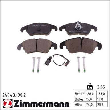 Zimmermann Bremsbelagsatz, Scheibenbremse 24743.190.2