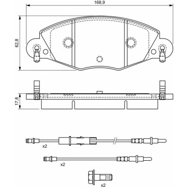 BOSCH Bremsbelagsatz, Scheibenbremse 0 986 424 581