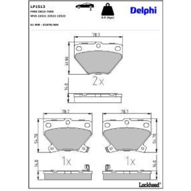 Delphi Bremsbelagsatz, Scheibenbremse LP1513