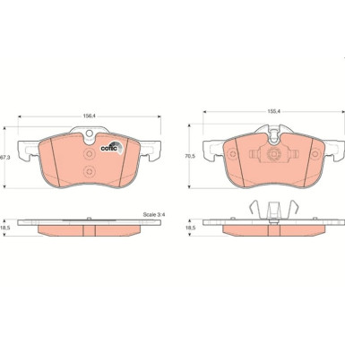 GDB1374 Bremsbelagsatz, Scheibenbremse COTEC