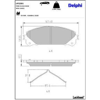 Delphi Bremsbelagsatz, Scheibenbremse LP2201