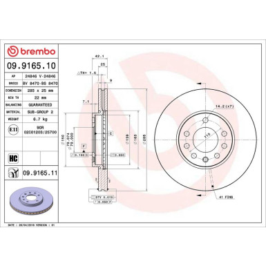 Brembo Bremsscheibe PRIME LINE - UV Coated 09.9165.11