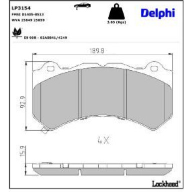 Delphi Bremsbelagsatz, Scheibenbremse LP3154