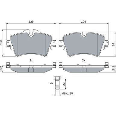BOSCH | Bremsbelagsatz, Scheibenbremse | 0 986 494 736