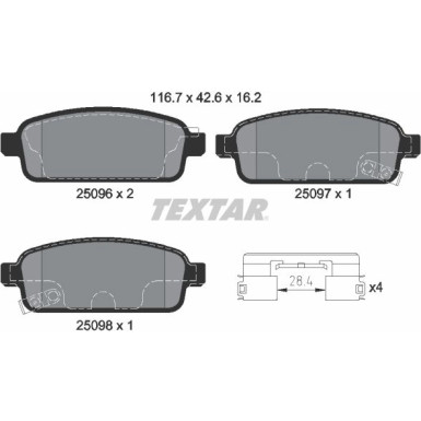 Textar Bremsbelagsatz, Scheibenbremse Q+ 2509606