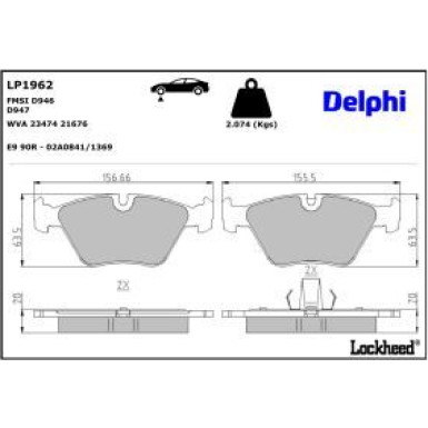 Delphi Bremsbelagsatz, Scheibenbremse LP1962