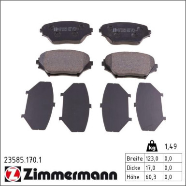 Zimmermann Bremsbelagsatz, Scheibenbremse 23585.170.1