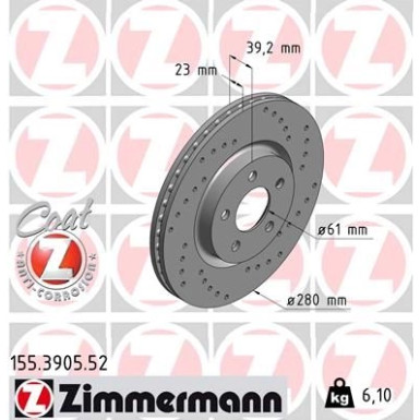 Zimmermann Bremsscheibe SPORT Z 155.3905.52