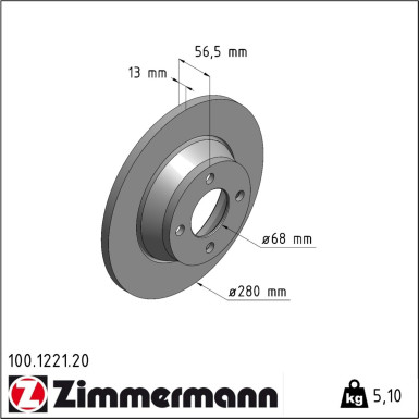 Zimmermann Bremsscheibe Coat Z 100.1221.20