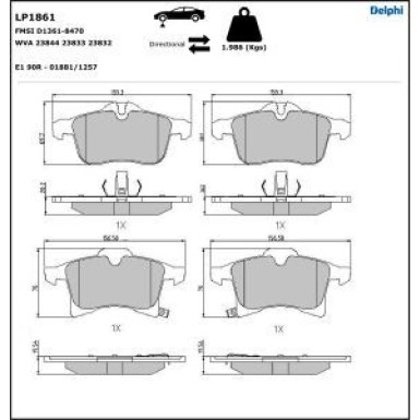 Delphi Bremsbelagsatz, Scheibenbremse LP1861