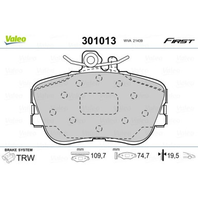 Valeo | Bremsbelagsatz, Scheibenbremse | 301013