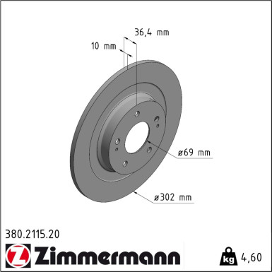 Zimmermann Bremsscheibe Coat Z 380.2115.20