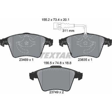 2346901 Bremsbelagsatz, Scheibenbremse Q+