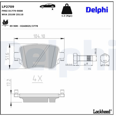 LP2709 Bremsbelagsatz, Scheibenbremse