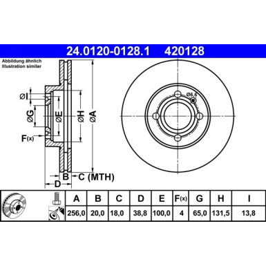 ATE | Bremsensatz, Scheibenbremse | 24.0120-0128.1 + 13.0460-2821.2