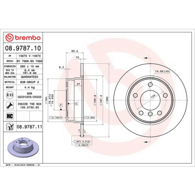 08.9787.11 Bremsscheibe PRIME LINE - UV Coated