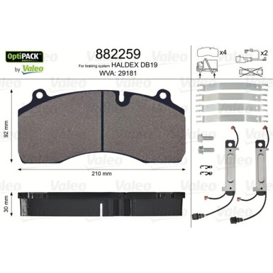 Valeo | Bremsbelagsatz, Scheibenbremse | 882259