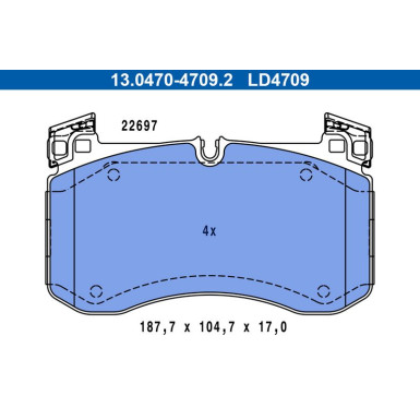Bremsbelagsatz, Scheibenbremse ATE Ceramic 13.0470-4709.2