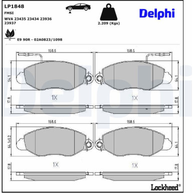 Delphi | Bremsbelagsatz, Scheibenbremse | LP1848
