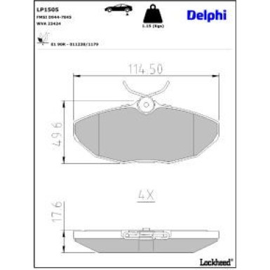 Delphi Bremsbelagsatz, Scheibenbremse LP1505