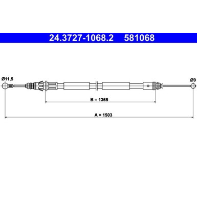 ATE | Seilzug, Feststellbremse | 24.3727-1068.2 + 24.3727-1071.2