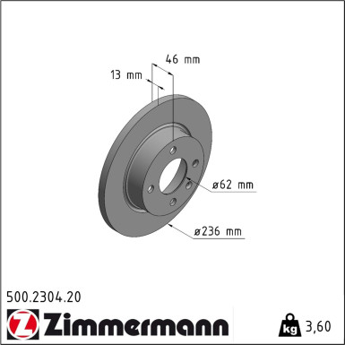 Zimmermann Bremsscheibe Coat Z 500.2304.20