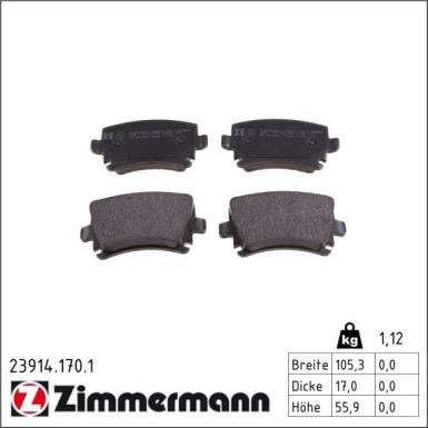 Zimmermann Bremsbelagsatz, Scheibenbremse 23914.170.1