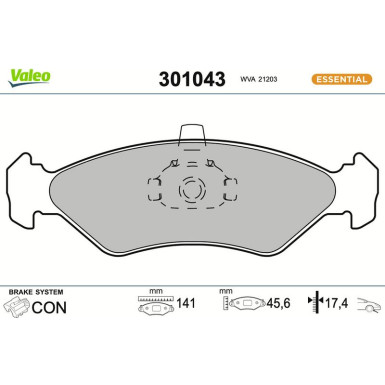 Valeo | Bremsbelagsatz, Scheibenbremse | 301043
