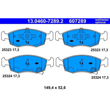 ATE | Bremsensatz, Scheibenbremse | 24.0112-0127.1 + 13.0460-7289.2
