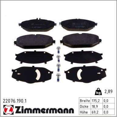 Zimmermann Bremsbelagsatz, Scheibenbremse 22076.190.1
