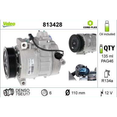 813428 Kompressor, Klimaanlage VALEO CORE-FLEX 813428 Kompressor, Klimaanlage VALEO CORE-FLEX