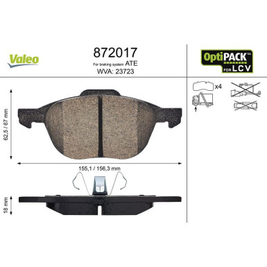 Valeo Bremsbelagsatz, Scheibenbremse OPTIPACK for LCV 872017