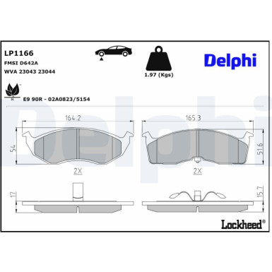 Delphi | Bremsbelagsatz, Scheibenbremse | LP1166