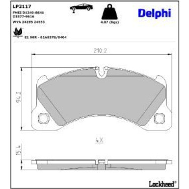 Delphi Bremsbelagsatz, Scheibenbremse LP2117