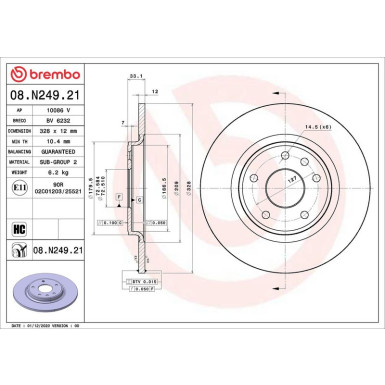 08.N249.21 Bremsscheibe PRIME LINE - UV Coated