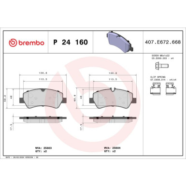 Brembo Bremsbelagsatz, Scheibenbremse PRIME LINE P 24 160