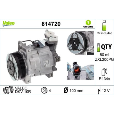 814720 Kompressor, Klimaanlage VALEO ORIGINS - NEW O.E. TECHNOLOGIE