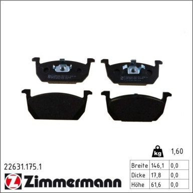 Zimmermann Bremsbelagsatz, Scheibenbremse 22631.175.1