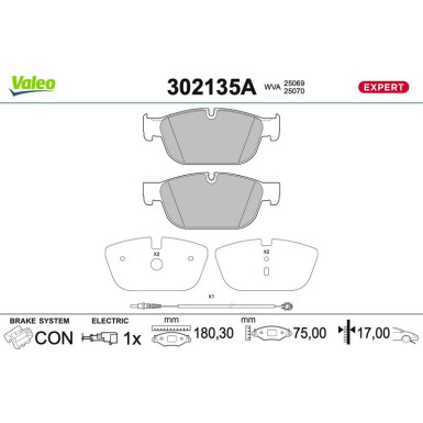 302135A Bremsbelagsatz, Scheibenbremse EXPERT