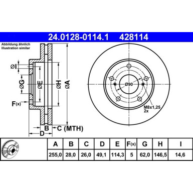 ATE | Bremsscheibe | 24.0128-0114.1
