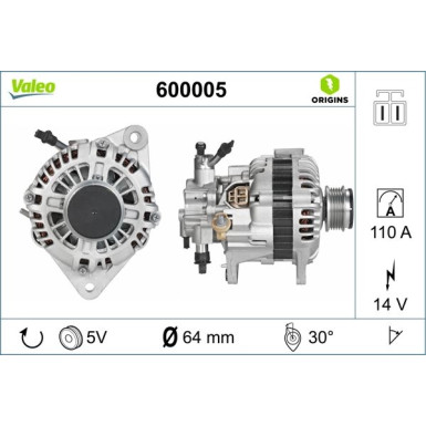 600005 Generator VALEO ORIGINS - NEW O.E. TECHNOLOGIE