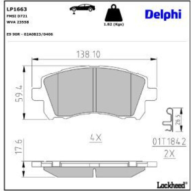Delphi Bremsbelagsatz, Scheibenbremse LP1663