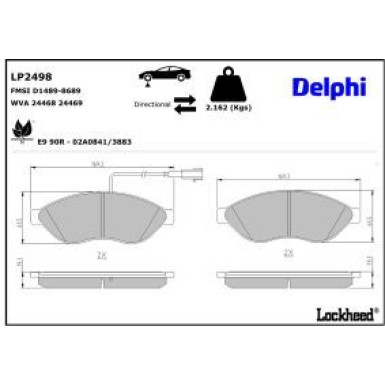 Delphi Bremsbelagsatz, Scheibenbremse LP2498