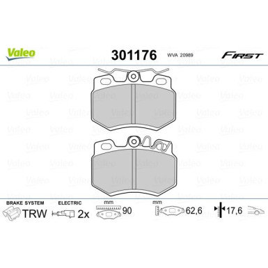 Valeo | Bremsbelagsatz, Scheibenbremse | 301176
